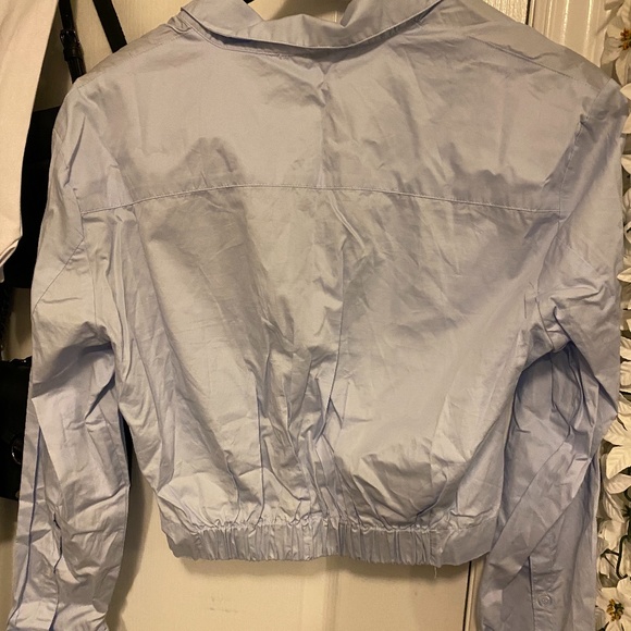 Baby Blue Cropped Dress Shirt - Picture 3 of 3